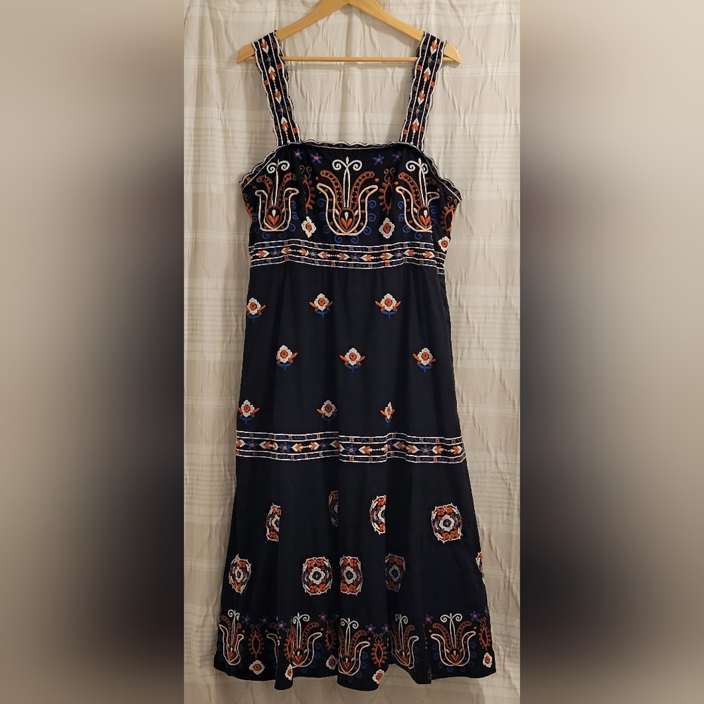 Anthropologie A+ Black linen cotton blend dress size 16W